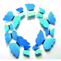 3D Nalepovací motýli - SKI BLUE, 1 balení obsahuje 12 ks