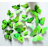 3D Dekorační motýli zelené - 1 balení obsahuje 12 ks FILO