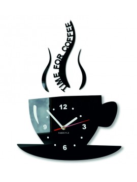 Nástěnné hodiny káva a pohoda. Barva černá. Rozměr 36 x 32 cm