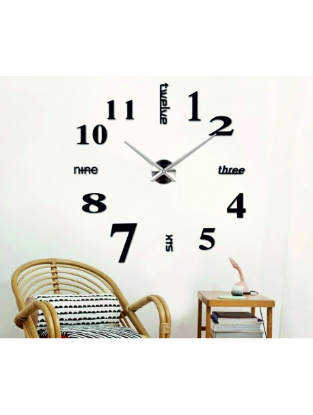 Moderní nástěnné nalepovací hodiny. 3D zrcadlové hodiny jako obraz