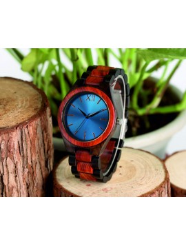 YISUYA Dřevěné náramkové hodinky DH015 Mareda modré