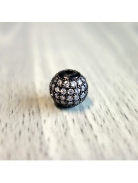 Kovová kulička se stříbrnými zirkony - černá