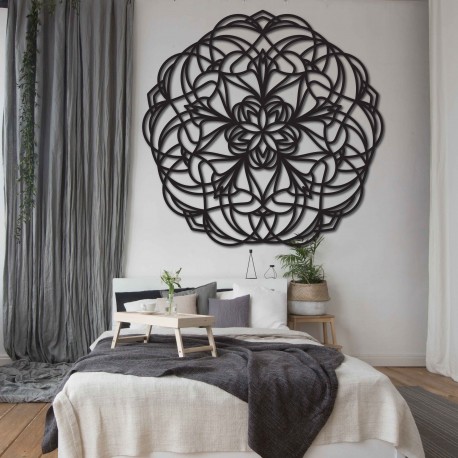 Květ vyřezávaná mandala dřevěný obraz na stěnu z překližky